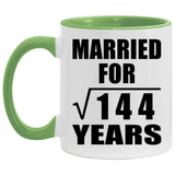 12th Anniversary Married For Square Root of 144 Years - 11oz Accent Mug Green