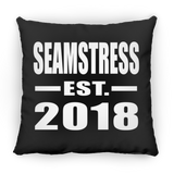 Seamstress Established EST. 2018 - Throw Pillow Black