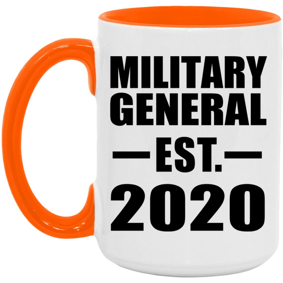 Military General Established EST. 2020 - 15oz Accent Mug Orange