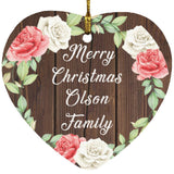 Merry Christmas Olson Family - Heart Ornament A