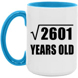 51st Birthday Square Root of 2601 Years Old - 15oz Accent Mug Blue