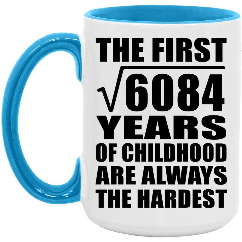 78th Birthday Square Root of 6084 Years of Childhood - 15oz Accent Mug Blue