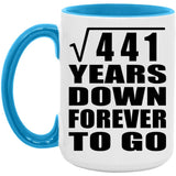 21st Anniversary Square Root of 441 Years Down Forever To Go - 15oz Accent Mug Blue