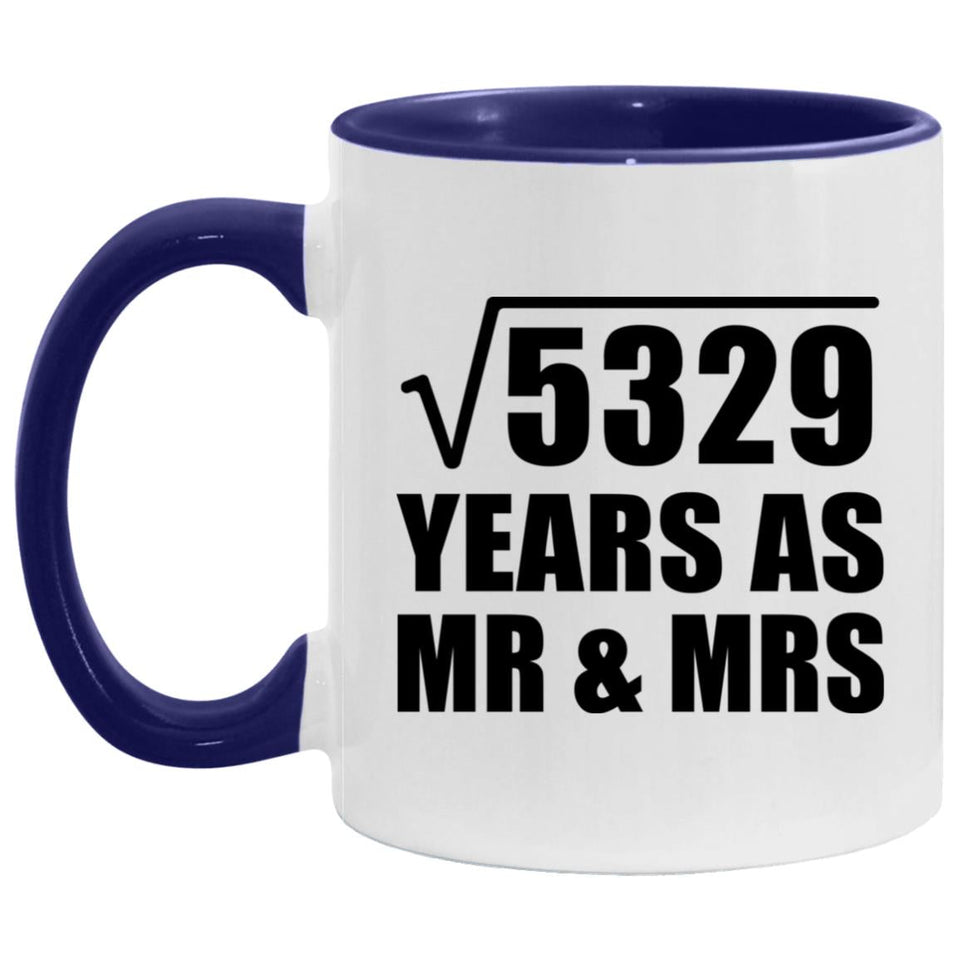 73rd Anniversary Square Root of 5329 Years As Mr & Mrs - 11oz Accent Mug Purple