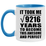 96th Birthday Took Square Root of 9216 Years To Awesome - 11oz Accent Mug Blue