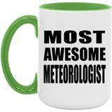 Most Awesome Meteorologist - 15oz Accent Mug Green