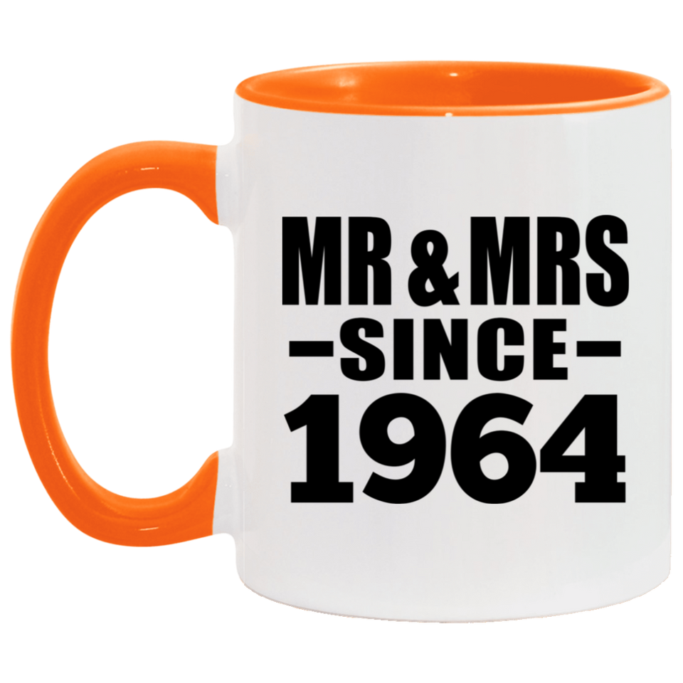 60th Anniversary Mr & Mrs Since 1964 - 11oz Accent Mug Orange