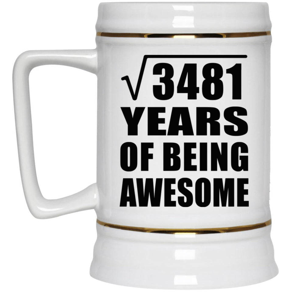 59th Birthday Square Root of 3481 Years of Being Awesome - Beer Stein