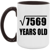 87th Birthday Square Root of 7569 Years Old - 15oz Accent Mug Black