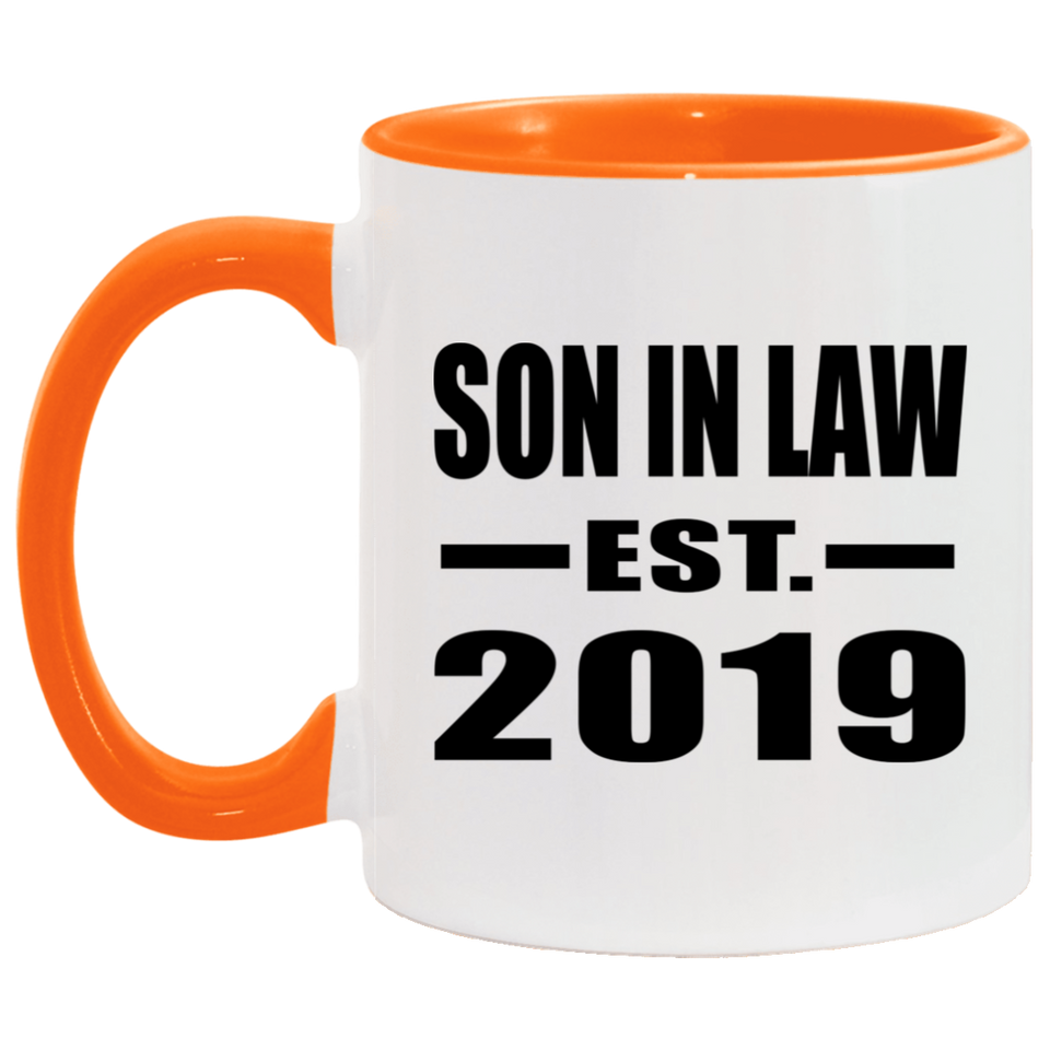 Son In Law Established EST. 2019 - 11oz Accent Mug Orange
