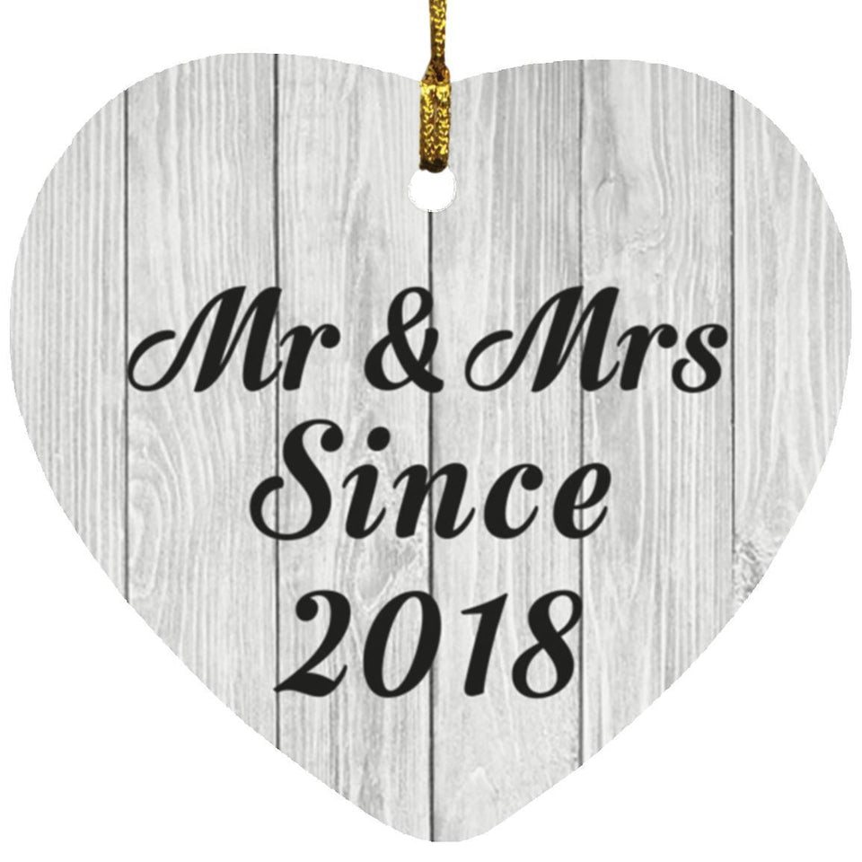 6th Anniversary Mr & Mrs Since 2018 - Heart Ornament F