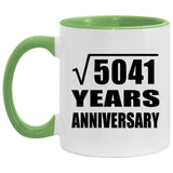 71st Anniversary Square Root of 5041 Years Anniversary - 11oz Accent Mug Green