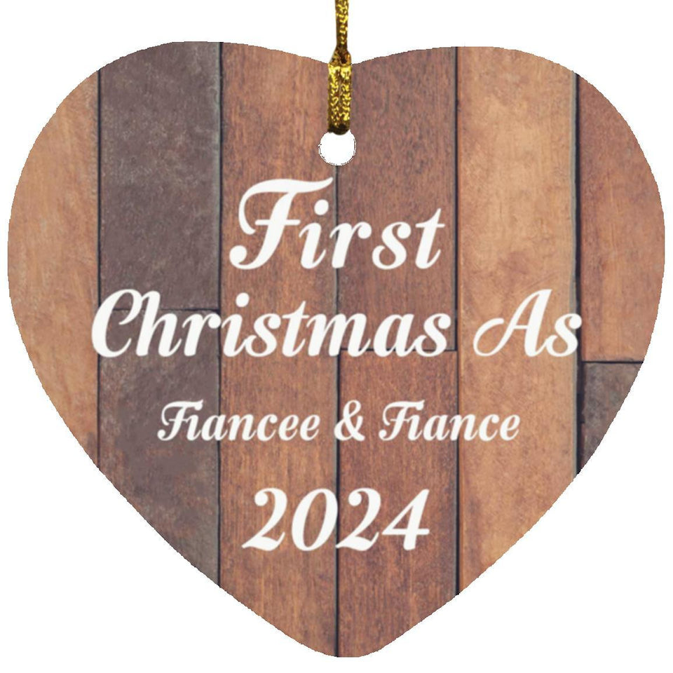 First Christmas As Fiancee & Fiance 2024 - Heart Ornament E