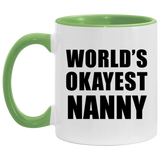 World's Okayest Nanny - 11oz Accent Mug Green