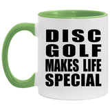 Disc Golf Makes Life Special - 11oz Accent Mug Green