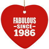 38th Birthday Fabulous Since 1986 - Heart Ornament