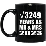57th Anniversary Square Root of 3249 Years As Mr & Mrs 2023 - 11oz Coffee Mug Black