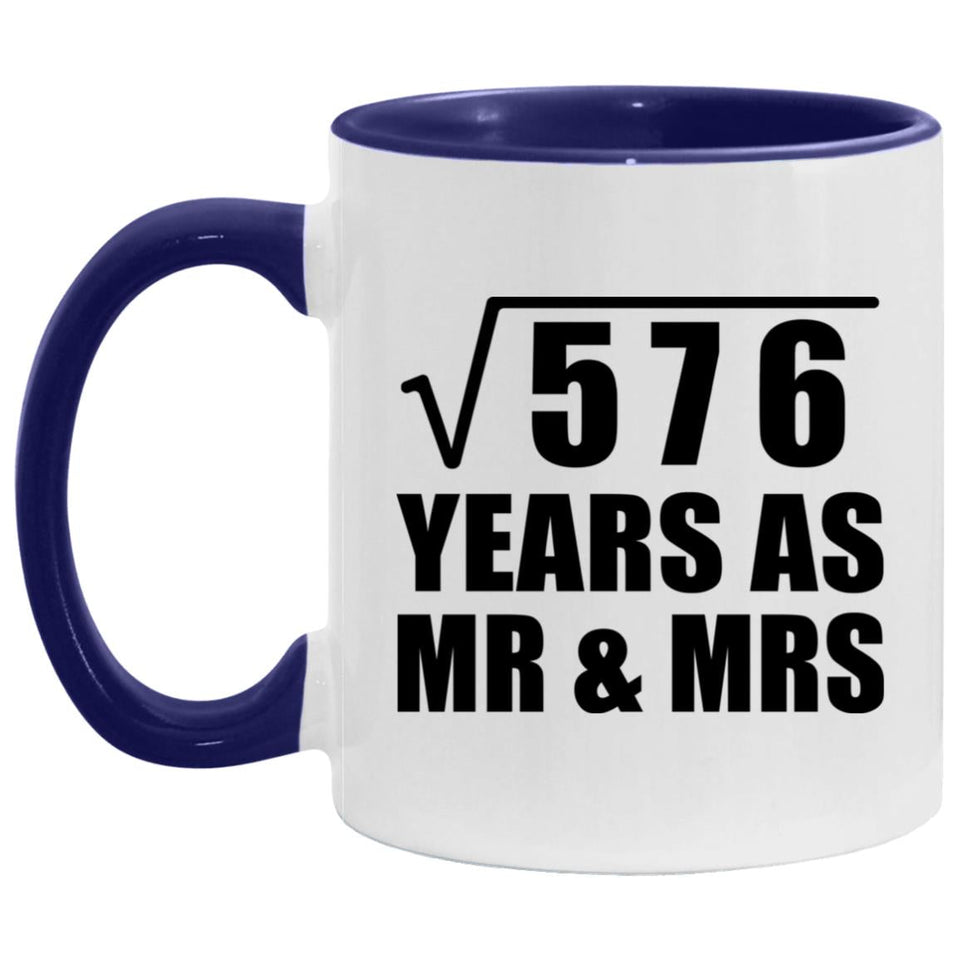 24th Anniversary Square Root of 576 Years As Mr & Mrs - 11oz Accent Mug Purple