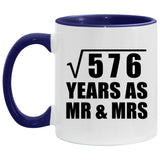 24th Anniversary Square Root of 576 Years As Mr & Mrs - 11oz Accent Mug Purple
