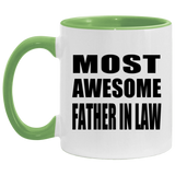Most Awesome Father In Law - 11oz Accent Mug Green