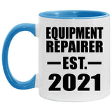 Equipment Repairer Established EST. 2021 - 11oz Accent Mug Blue