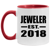 Jeweler Established EST. 2018 - 11oz Accent Mug Red
