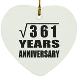 19th Anniversary Square Root of 361 Years Anniversary - Heart Ornament