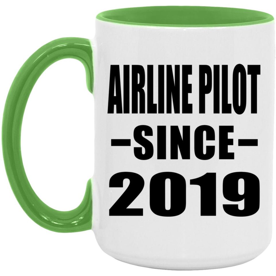 Airline Pilot Since 2019 - 15oz Accent Mug Green