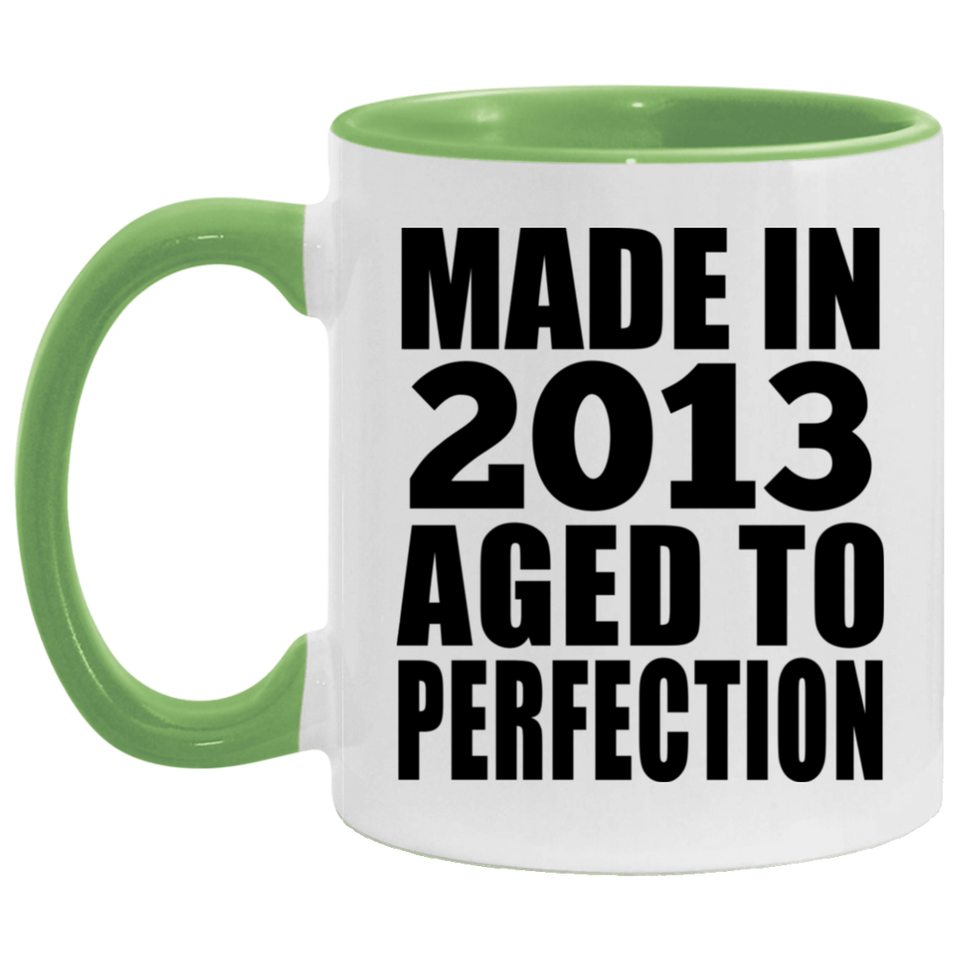 11th Birthday Made In 2013 Aged to Perfection - 11oz Accent Mug Green