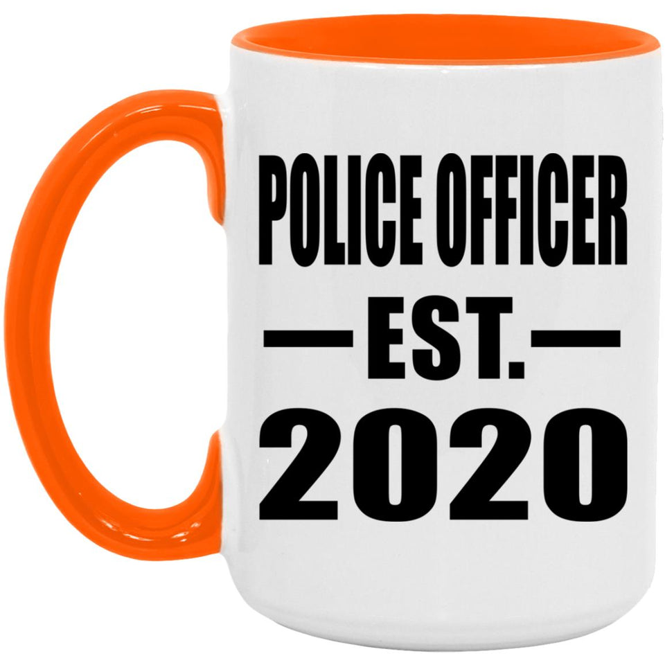 Police Officer Established EST. 2020 - 15oz Accent Mug Orange