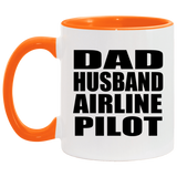 Dad Husband Airline Pilot - 11oz Accent Mug Orange