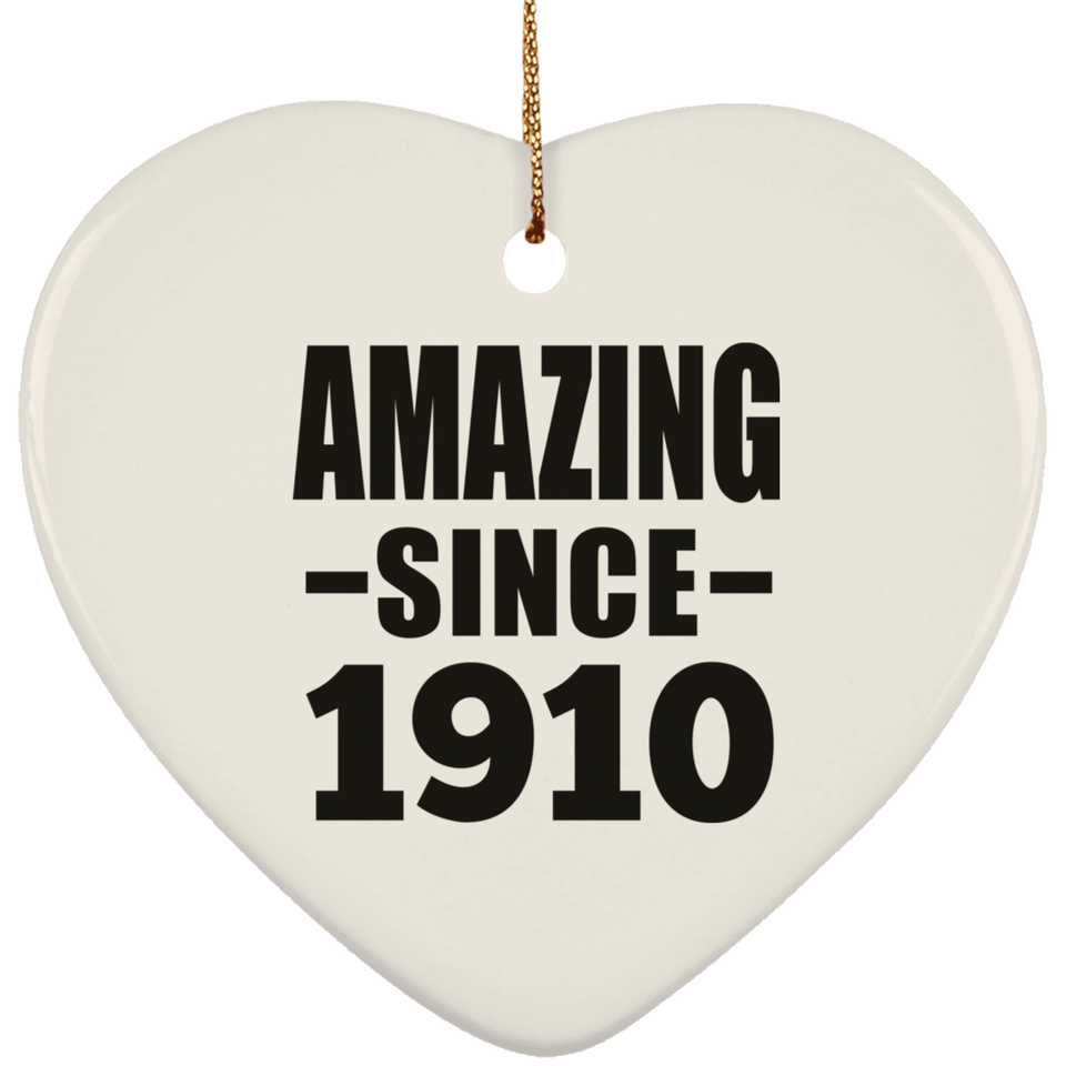 114th Birthday Amazing Since 1910 - Heart Ornament