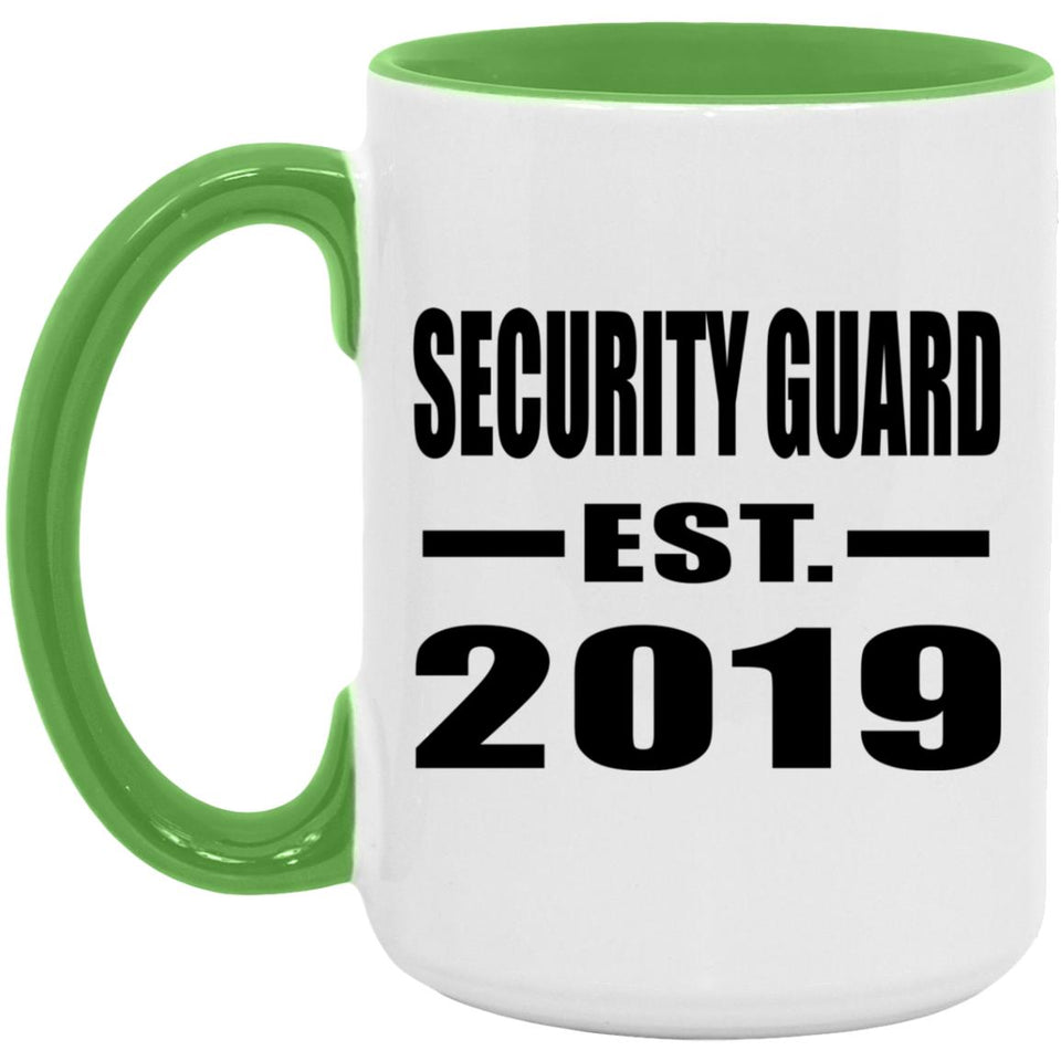 Security Guard Established EST. 2019 - 15oz Accent Mug Green