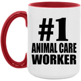 Number One #1 Animal Care Worker - 15oz Accent Mug Red