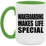 Wakeboarding Makes Life Special - 15oz Accent Mug Green