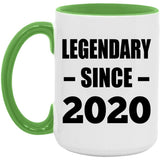 4th Birthday Legendary Since 2020 - 15oz Accent Mug Green