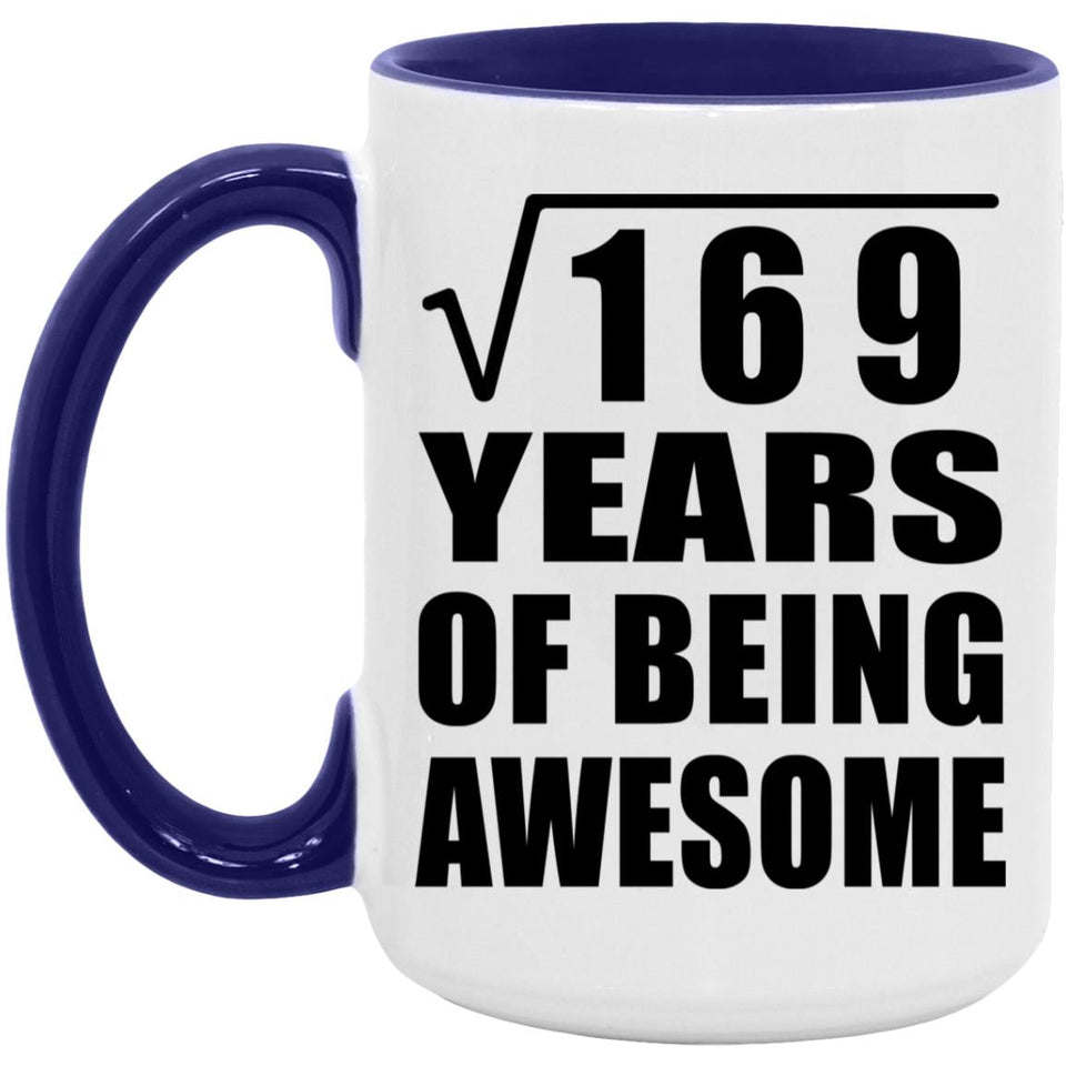 13th Birthday Square Root of 169 Years of Being Awesome - 15oz Accent Mug Purple