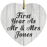 First Year As Mr & Mrs Jones - Heart Ornament F