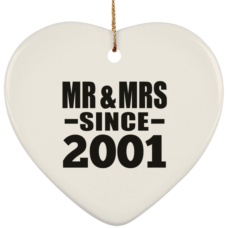 23rd Anniversary Mr & Mrs Since 2001 - Heart Ornament