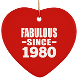 44th Birthday Fabulous Since 1980 - Heart Ornament
