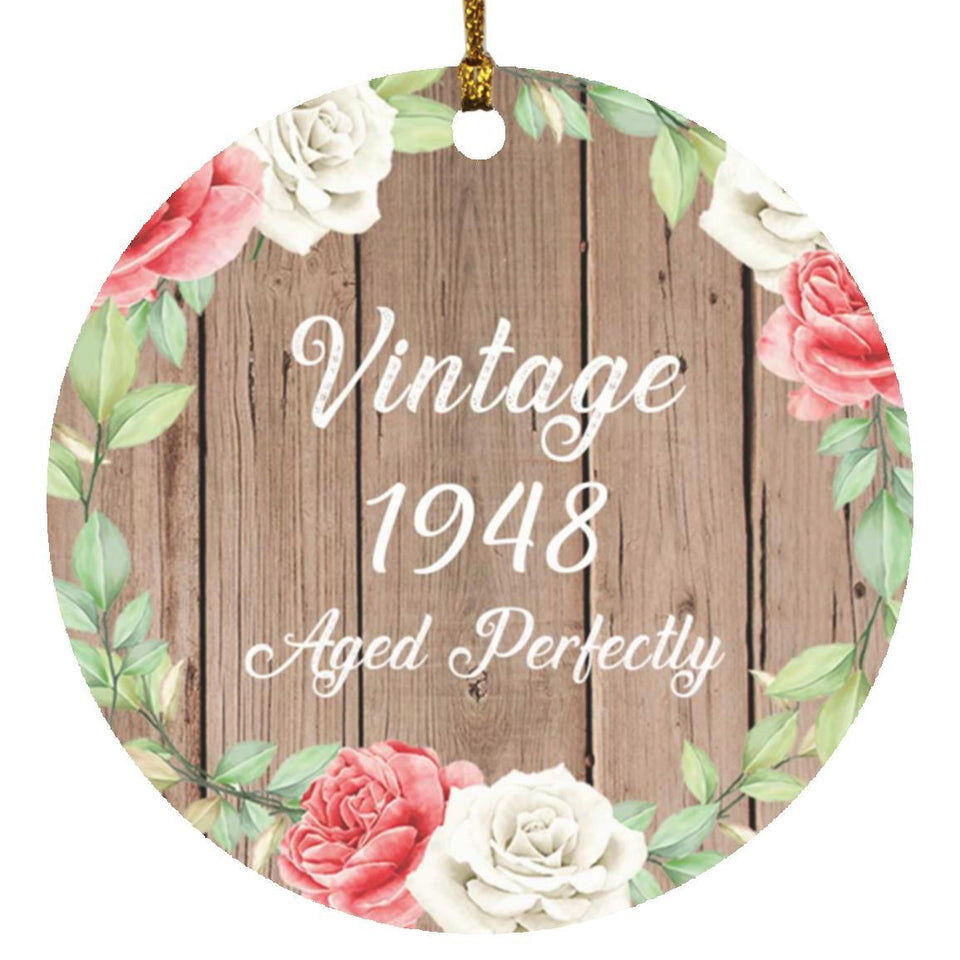 76th Birthday Vintage 1948 Aged Perfectly - Circle Ornament B