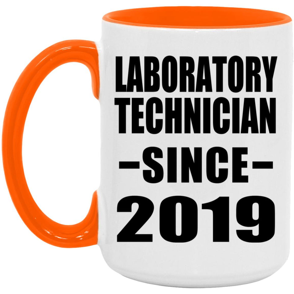 Laboratory Technician Since 2019 - 15oz Accent Mug Orange