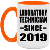 Laboratory Technician Since 2019 - 15oz Accent Mug Orange