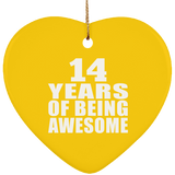 14th Birthday 14 Years Of Being Awesome - Heart Ornament