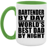 Bartender By Day World's Best Dad By Night - 15oz Accent Mug Green