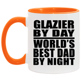 Glazier By Day World's Best Dad By Night - 11oz Accent Mug Orange