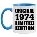 50th Birthday Original 1974 Limited Edition - 11oz Accent Mug Blue
