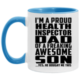 Proud Health Inspector Dad Of Awesome Son - 11oz Accent Mug Blue