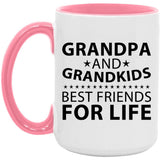 Grandpa and Grandkids, Best Friends For Life - 15oz Accent Mug Pink
