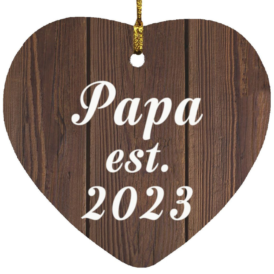 Papa Established EST. 2023 - Heart Ornament D